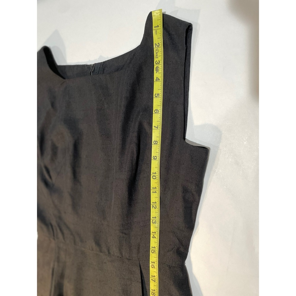 VTG 60s Little Black Dress Pencil Wiggle Square Side Arm Hole Pockets 38" Chest - Picture 9 of 13